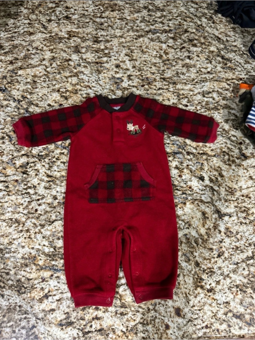 Gymboree Red Buffalo Plaid Sleeve & Pocket One-Piece